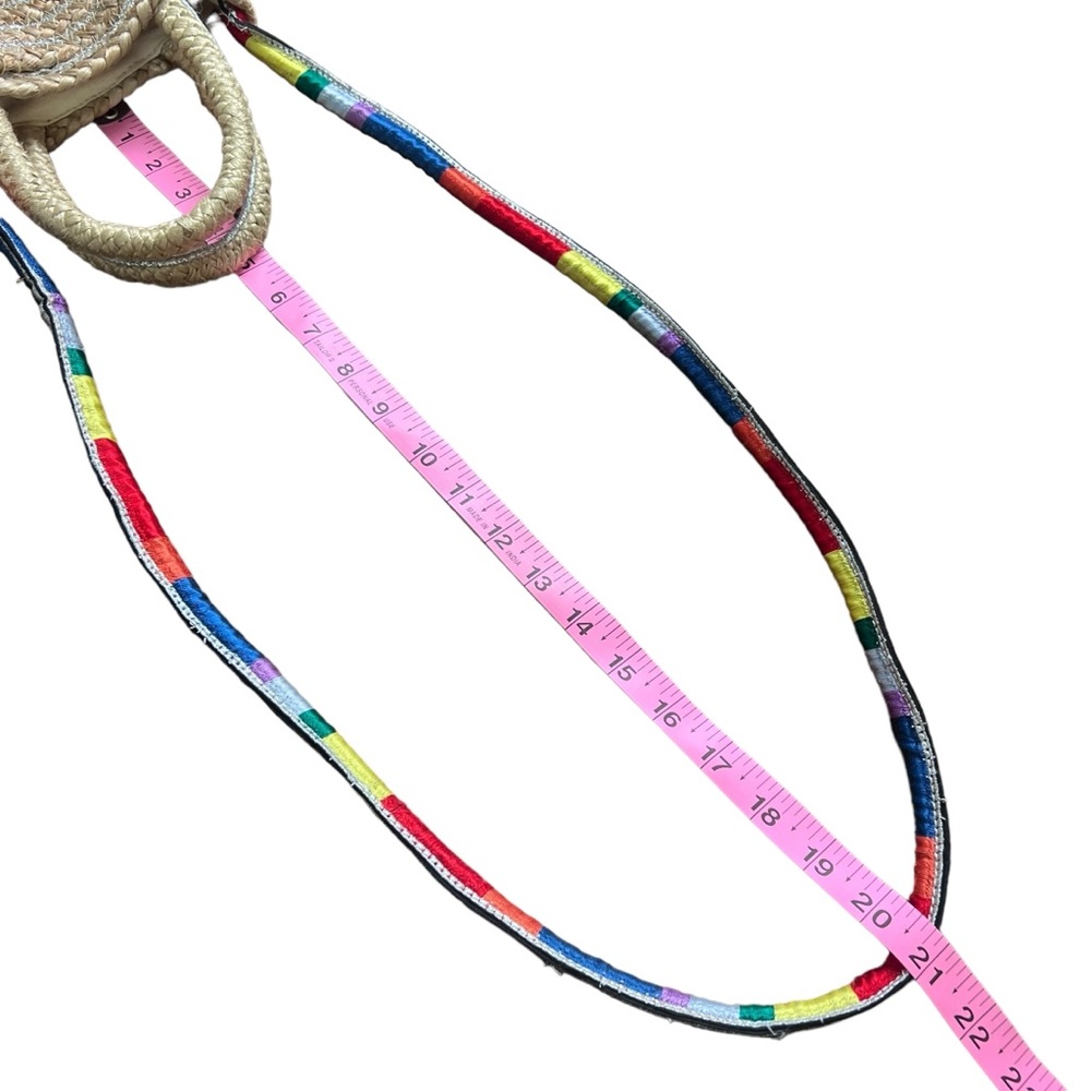 Sam Edelman Metallic Round Jute Shoulder Bag Rainbow Strap - Picture 14 of 15